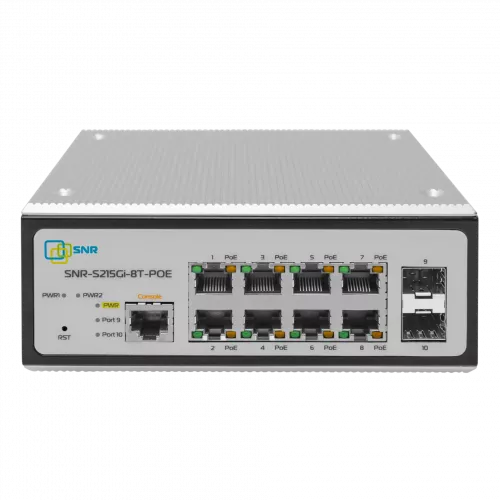 Управляемый промышленный POE коммутатор уровня 2 SNR-S215Gi-8T-POE