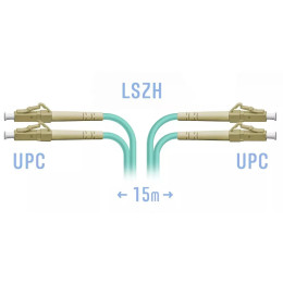 Патчкорд оптический LC/UPC MM OM3 Duplex, 15 м