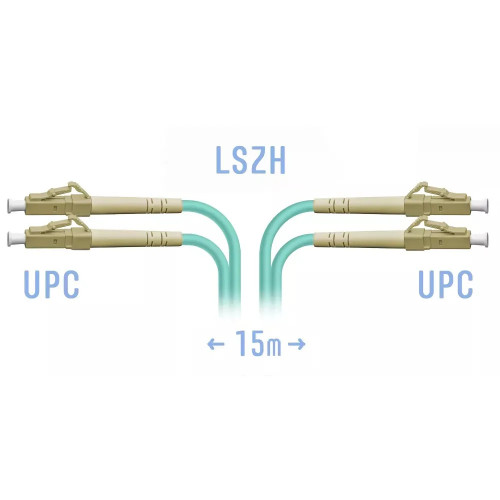 Патчкорд оптический LC/UPC MM OM3 Duplex, 15 м