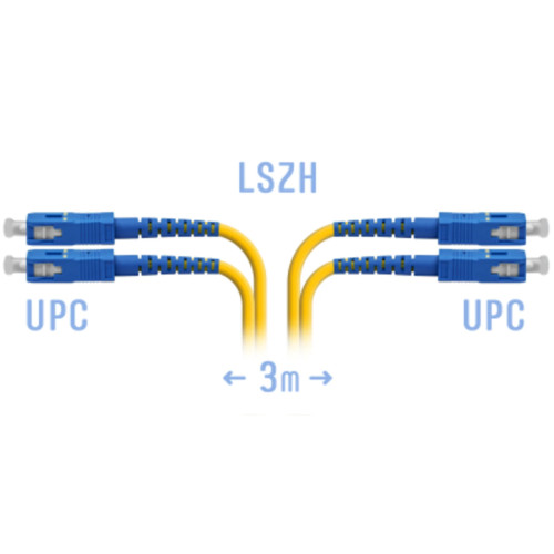 Патчкорд оптический SC/UPC SM Duplex, 3 м