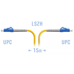 Патчкорд оптический LC/UPC SM, 15 м