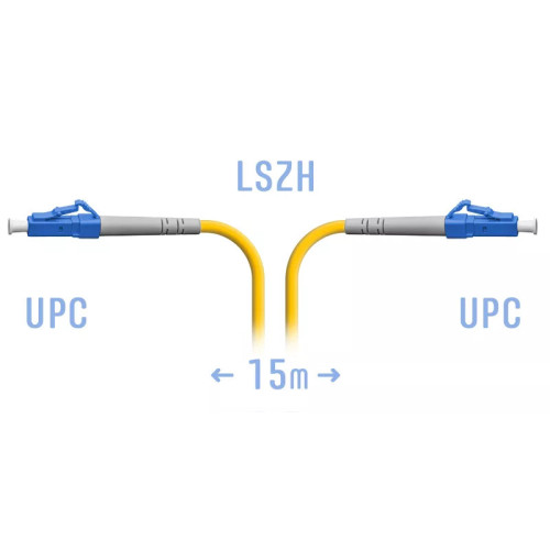 Патчкорд оптический LC/UPC SM, 15 м