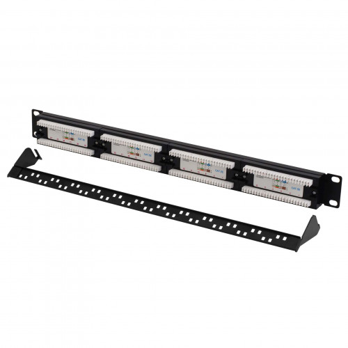 Патч-панель Pixietech, 19" неэкранированная, 1U, 24 порта, cat.5e