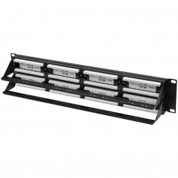 Патч-панель Pixietech, 19" неэкранированная, 2U, 48 портов, cat.5e, горизонтальная заделка