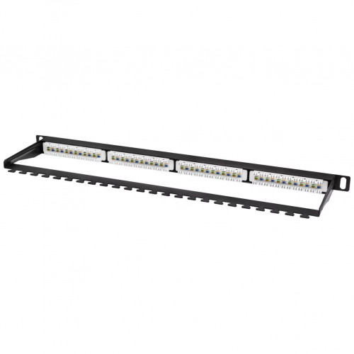 Патч-панель Pixietech, 19" неэкранированная, 0.5U,, 24 порта, cat.5e горизонтальная заделка