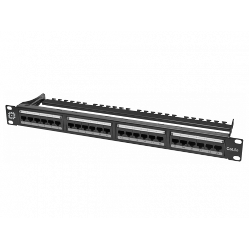 Патч-панель Pixietech, 19" неэкранированная, 1U, 24 порта, cat.6