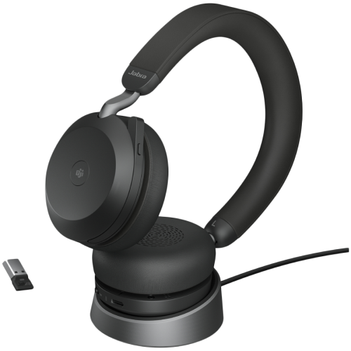 JABRA EVOLVE2 75, Link380a MS Stereo Stand Black, EVOLVE2 75 headset Black MS, Link 380 BT adapter USB-A MS, EVOLVE2 75 Deskstand USB-A,1.2m USB-C to USB-A cable, carry pouch, warranty and warning (safety leaflets) — фото 4