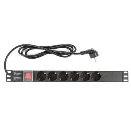 Блок розеток RAPAN-PDU6S-S 6 гнезд Schuko, кабель 2м с вилкой Schuko