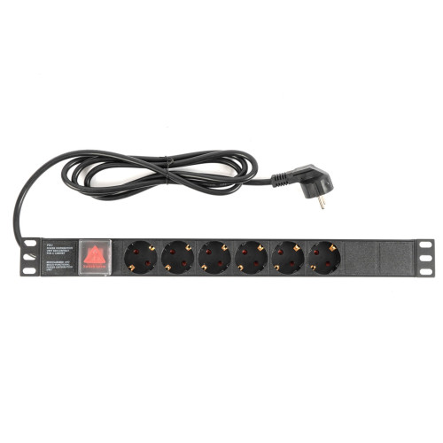 Блок розеток RAPAN-PDU6S-S 6 гнезд Schuko, кабель 2м с вилкой Schuko