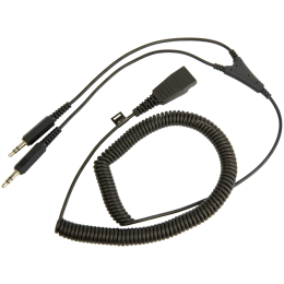 JABRA QD Cord to 2x 3,5mm pin plug , coiled, 0,5 - 2 meters; for GN2100, GN2000, GN2200