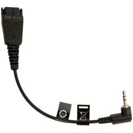 JABRA QD Cord to 2,5mm pin plug, angulate, 15cm, e.g. for Panasonic GB500, PLX CA40