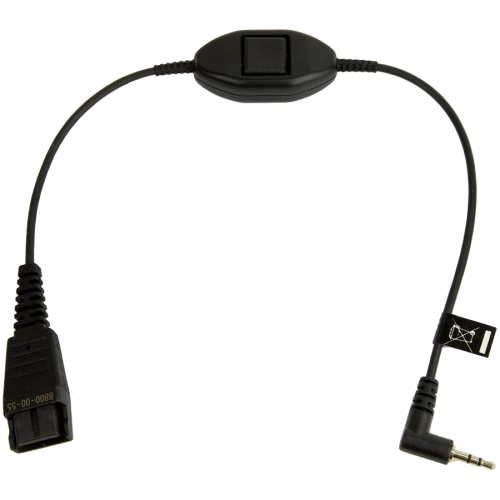 JABRA QD Cord to 2,5mm pin plug, straight, 0,3 meters, with call answering at cord, e.g. for Philips, Ericsson