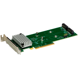 Supermicro AOC-SLG3-2H8M2 2x Hybrid NVMe/SATA M.2 RAID Carrier, Standard, refurbished