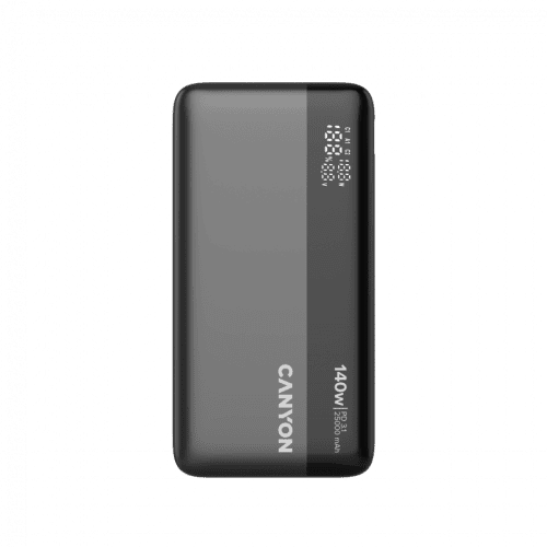 CANYON Power Bank PB-240, 25000mAh PD140W display power bank,Size160.0x82x27 mm Weight 508+-10g, Dark Grey