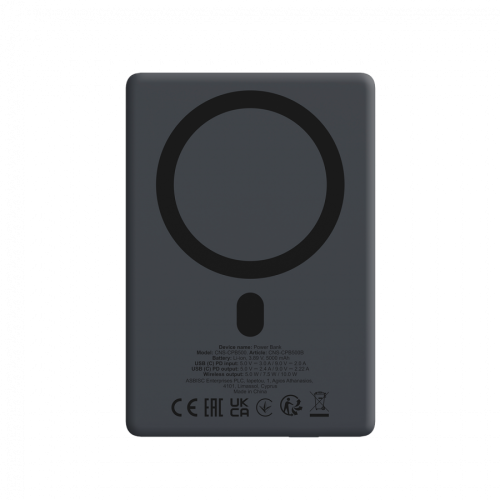 CANYON magnetic power bank OnPower 500 PD20W 5000mAh Aluminium Interstellar Black — фото 5