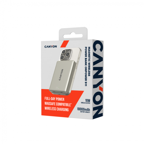 CANYON magnetic power bank OnPower 511 PD20W 10000mAh Aluminium Star Grey — фото 5