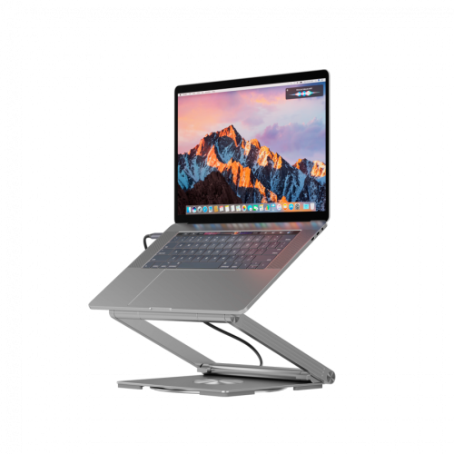 Canyon Laptop stands with hub, TYPE C F to HDMI2.0+2USB3.0+USBC3.0+RJ45+PD, TYEP C TO C cable 1m white with Emarker: HUSB332A, Material: Aluminum case+ABS+PS, Size: 245x240x27.2+/-0.3mm, Weight:1304g — фото 4
