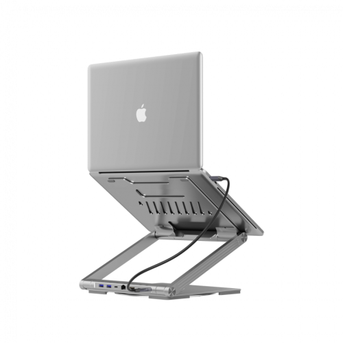 Canyon Laptop stands with hub, TYPE C F to HDMI2.0+2USB3.0+USBC3.0+RJ45+PD, TYEP C TO C cable 1m white with Emarker: HUSB332A, Material: Aluminum case+ABS+PS, Size: 245x240x27.2+/-0.3mm, Weight:1304g — фото 5