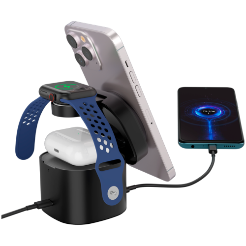 Canyon 4 in 1 Wireless Charging Stand, 30W max, Size: 70x70x70.3mm, weight: 414g, with 65W charger and 1M cable, black — фото 4