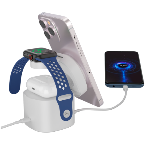 Canyon 4 in 1 Wireless Charging Stand, 30W max, Size: 70x70x70.3mm, weight: 414g, with 65W charger and 1M cable, white — фото 4