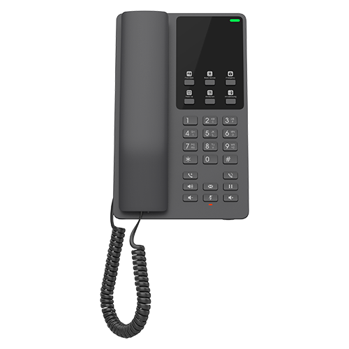 Grandstream GHP621W, Black Compact Hotel IP Phones, 2 lines, 2 SIP accounts, One 10/100 Mbsps Ethernet ports,USB Type-C port for charging external devices, PSU included