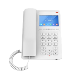 Grandstream GHP630, Compact Hotel IP Phone, 2 SIP accounts, 2 lines, 1x Ethernet 10/100 PoE, 480x320 (3.5") Color LCD, no PSU, White