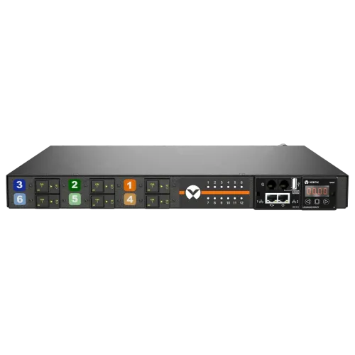 Контролируемый блок распределения питания, 12 комбинированных розеток IEC 60320 C13/19/RJ45 — вилка CEE, Vertiv
