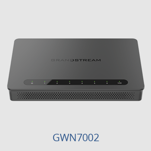 Grandstream GWN7002 Wired Router, 2x SFP, 4x GbE WAN/LAN, 1x PoE-In, 2x PoE-Out, 2.2Gbps NAT routing, 60K NAT sessions, VPN (530Mbps), DPI, SDN