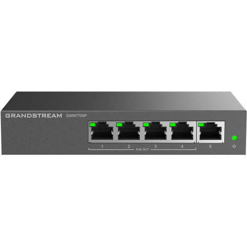 Grandstream GWN7700P, Unmanaged Network Switches, 5-ports Gigabit Ethernet, PoE 4-Ports, Desktop, wall-mount