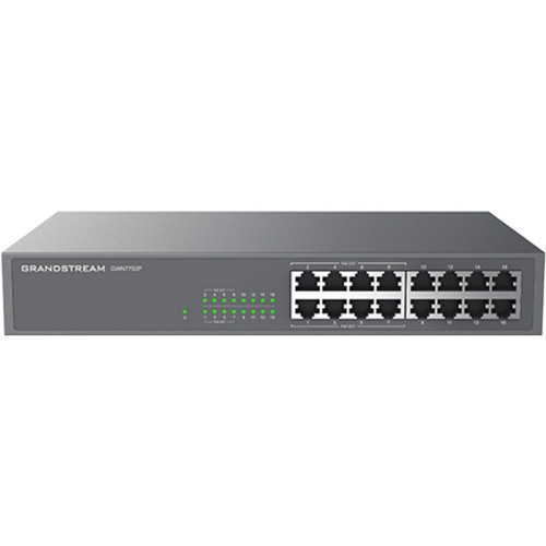 Grandstream GWN7702P, Unmanaged Network Switch, 16x GbE RJ45, 8x PoE 802.3 af/at