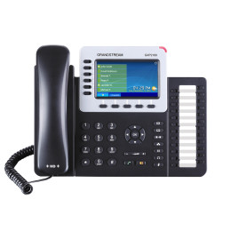 Grandstream GXP2160, 6-line Enterprise HD IP Phone, 480x272 TFT color LCD, 24+6 speed keys, dual GigE with 802.3af PoE, Bluetooth, USB, (with PS)