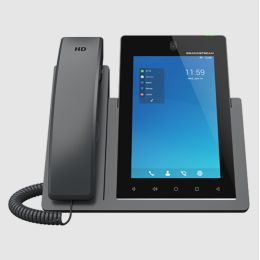 Grandstream  GXV3470 is a powerful desktop video phone for enterprise users, 7 inch 1280x800 capacitive touch screen, 16 lines with up to 16 SIP accounts, tiltable 2 mega-pixel CMOS camera with privac