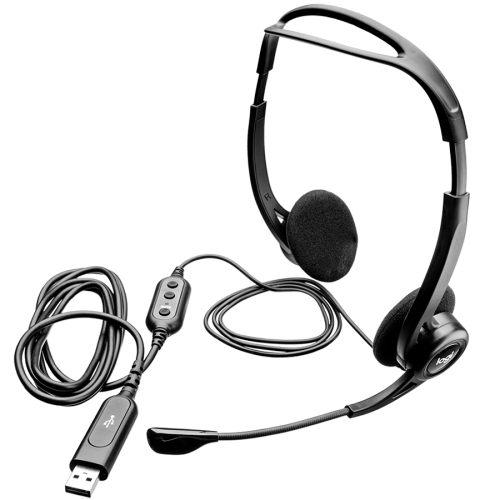 LOGITECH PC960 Corded Stereo Headset BLACK - USB — фото 2