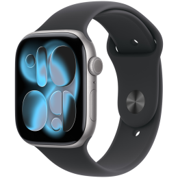 Apple Watch Series 11 GPS 46mm Space Grey Aluminium Case with Black Sport Band - S/M,Model A3333