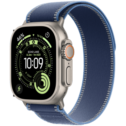 Apple Watch Ultra 3 GPS + Cellular 49mm Natural Titanium Case with Blue/Bright Blue Trail Loop - S/M,Model A3281