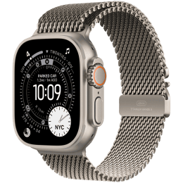 Apple Watch Ultra 3 GPS + Cellular 49mm Natural Titanium Case with Natural Titanium Milanese Loop - Small,Model A3281