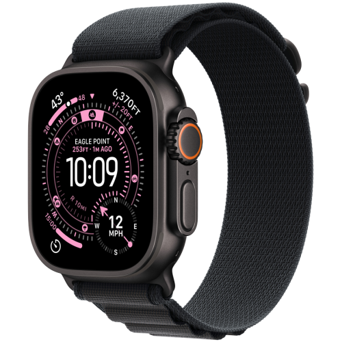 Apple Watch Ultra 3 GPS + Cellular 49mm Black Titanium Case with Black Alpine Loop - Large,Model A3281