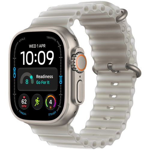 Apple Watch Ultra 4 GPS + Cellular 49mm Natural Titanium Case with Translucent Grey Ocean Band,Model A3579