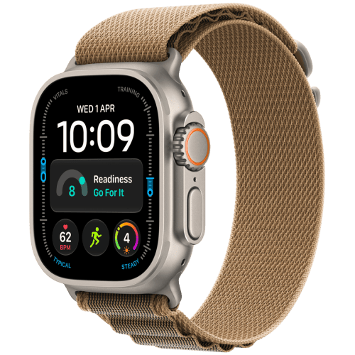 Apple Watch Ultra 4 GPS + Cellular 49mm Natural Titanium Case with Desert Alpine Loop - M,Model A3579