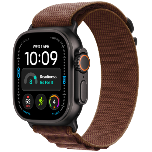 Apple Watch Ultra 4 GPS + Cellular 49mm Black Titanium Case with Burgundy Alpine Loop - S,Model A3579