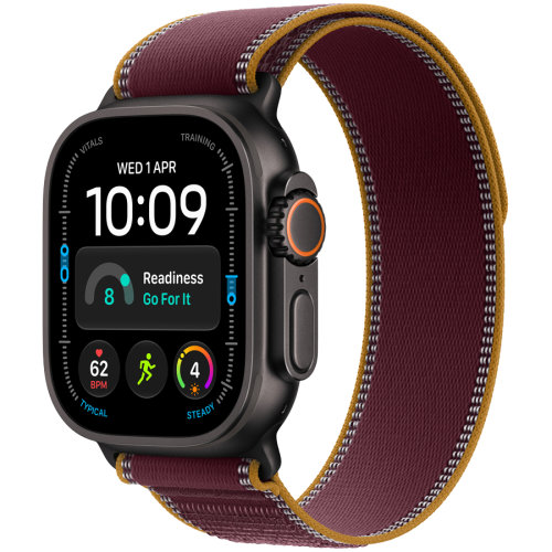 Apple Watch Ultra 4 GPS + Cellular 49mm Black Titanium Case with Burgundy Trail Loop - M/L,Model A3579