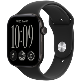 Apple Watch Series 12 GPS 46mm Black Aluminium Case with Black Sport Band - M/L,Model A3584
