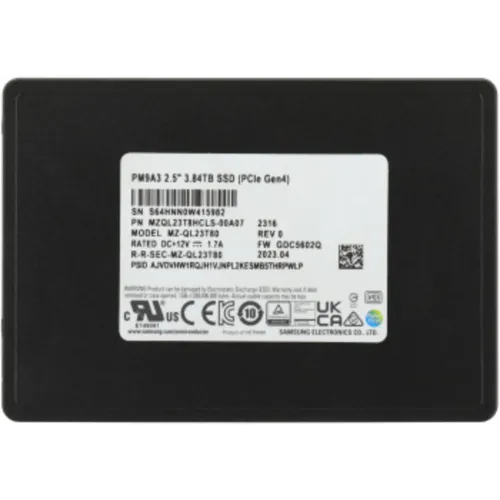 Накопитель SSD Samsung PCIe 4.0 x4 3.84TB MZQL23T8HCLS-00A07 PM9A3 2.5