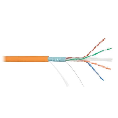 Кабель NIKOLAN F/UTP 4 пары, Кат.6 (Класс E), тест по ISO/IEC, 250МГц, одножильный, BC (чистая медь), 23AWG (0,57мм), внутренний, LSZH нг(А)-HFLTx