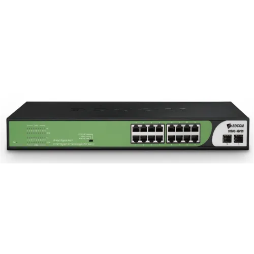 Неуправляемый PoE коммутатор, 16 портов GE PoE 180W + 2 порта uplink GE SFP