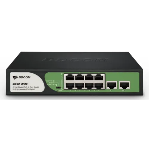 Неуправляемый PoE коммутатор, 8 портов GE PoE 90W + 2 порта GE uplink RJ45