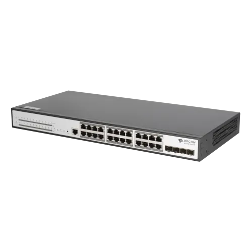 Управляемый PoE коммутатор уровня 3 BDCOM S2900-24P4X, 24x 10/100/1000Base-T PoE 802.3af/at до 370W, 4x 1/10GE SFP+, 220VAC + 36-72VDC — фото 4