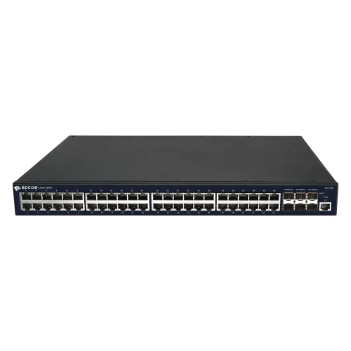 Управляемый PoE коммутатор уровня 3 BDCOM S3900-48P6X, 48x 10/100/1000BaseT PoE 802.3af/at до 740W, 6x 1/10GE SFP+, Hot Swap БП 1+1