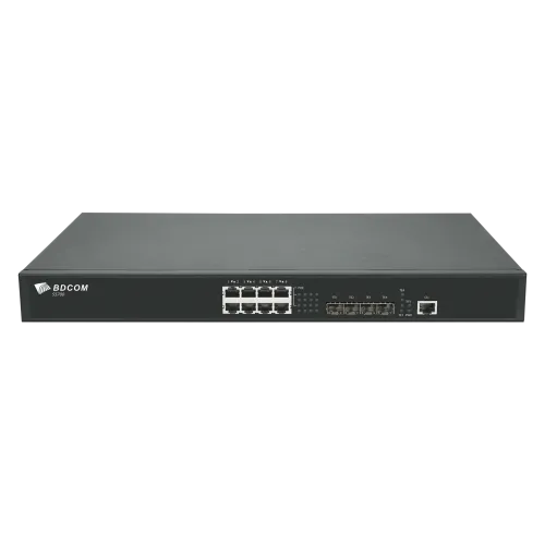 Управляемый коммутатор уровня 3 BDCOM S5700-8EP4X, 8x 2.5GBASE-Т PoE 802.3af/at/bt до 370W, 4x 1/10GE SFP+, ~220V AC