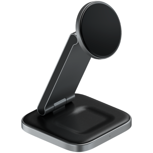 SATECHI 3-in-1 Foldable Qi2 Wireless Charging Stand (Space Gray) with Type A,C,G plugs — фото 2